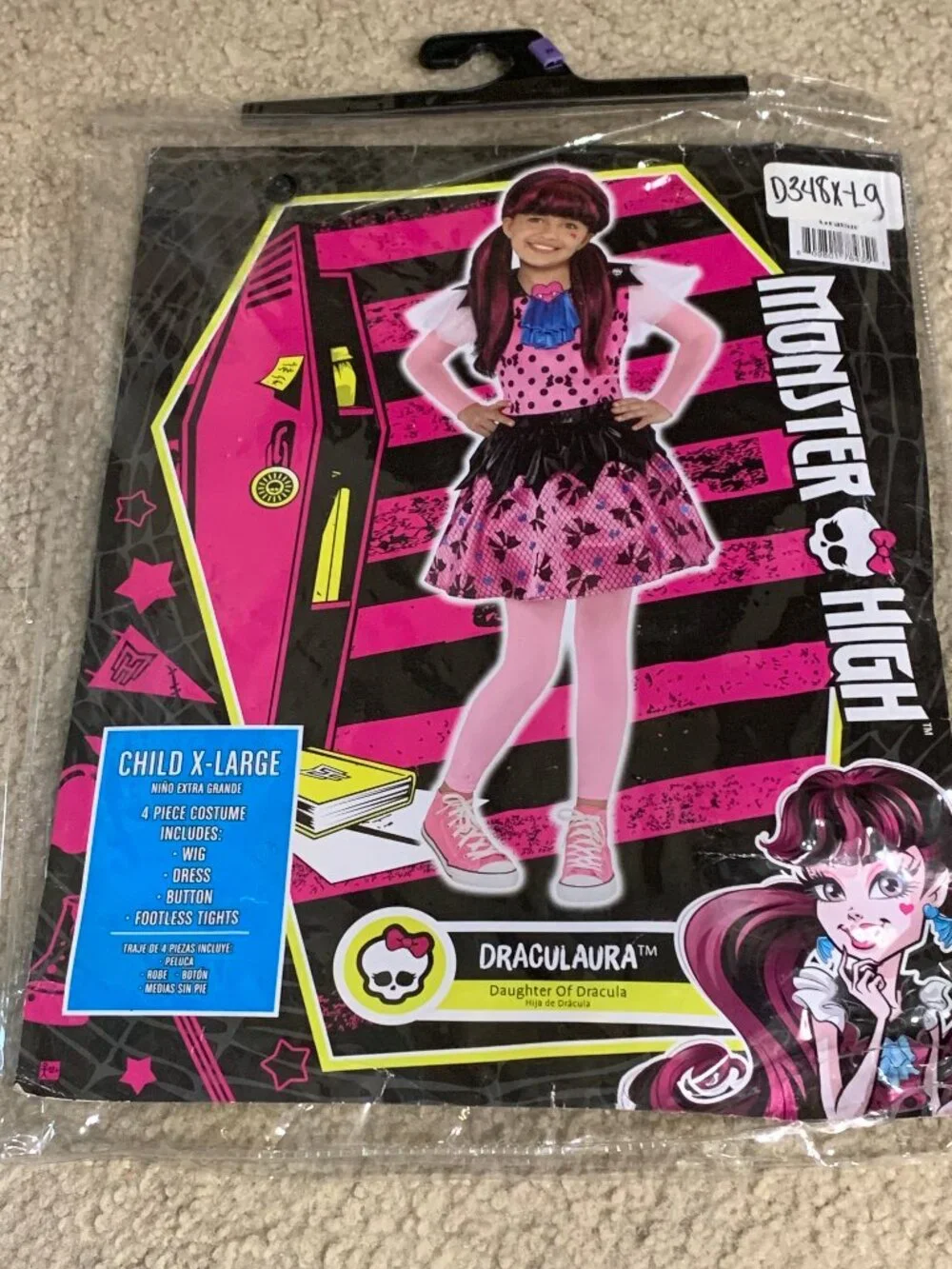 Monster High Draculaura Girls Costume Halloween Polk Dot Dress Size XL (14/16)